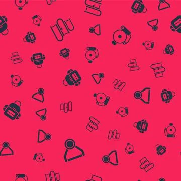 Set Medal, Book, School backpack and Ringing alarm bell on seamless pattern 库存插图