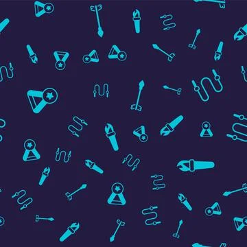 Set Medal, Jump rope, Medieval arrows and Torch flame on seamless pattern 스톡 일러스트