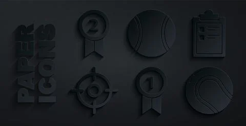 Set Medal, Sport training program, Target sport, Baseball ball, Tennis and icon Stock-Illustration