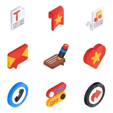 Set of Media Flat Icons Stock Illustration