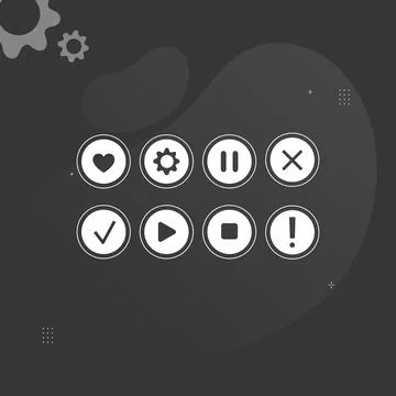 Set of Media player buttons icons in line style. Set of vector interface icon Stock Illustration