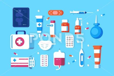 Set of medical accessories Stock Illustration