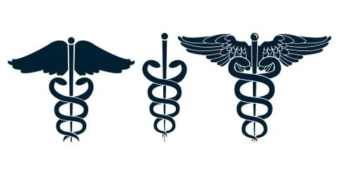 Set of medical caduceus 스톡 일러스트