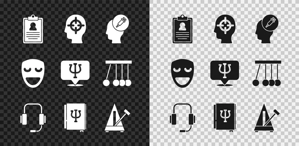Set Medical clipboard, Finding problem, Addiction to the drug, Psychologist 스톡 일러스트