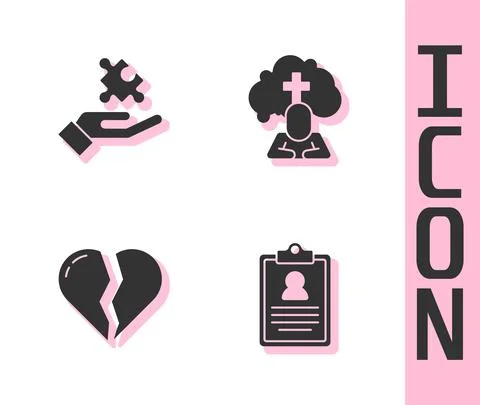 Set Medical clipboard, Solution to the problem, Broken heart or divorce and Man Illustrazione stock