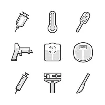 Set Of Medical Device Icon Stock Illustration