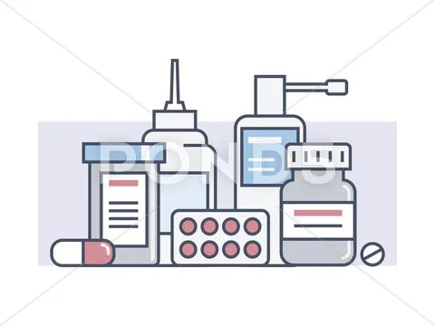 Set medical drugs Stock Illustration
