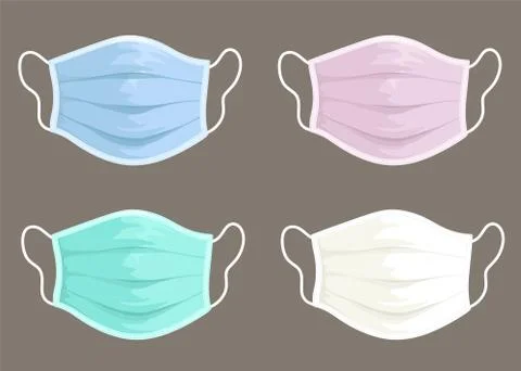 Set of medical face masks. Vector isolates in flat style. イラスト素材