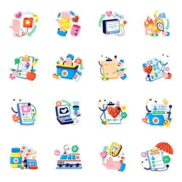 Set of Medical Flat Illustrations Stock Illustration