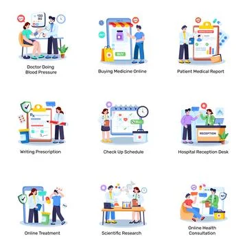 Set of Medical Flat Illustrations Stock Illustration