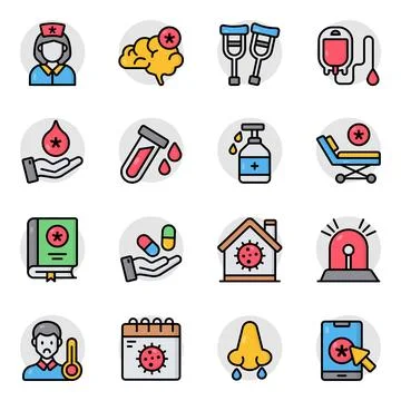 Set of Medical Instruments Flat Icons Stock Illustration