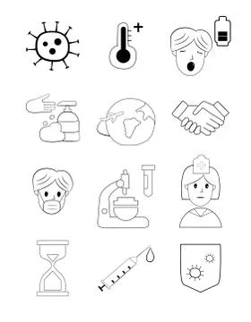 Set on a medical theme. Vector illustration. Coronavirus infection COVID-19 Stock Illustration