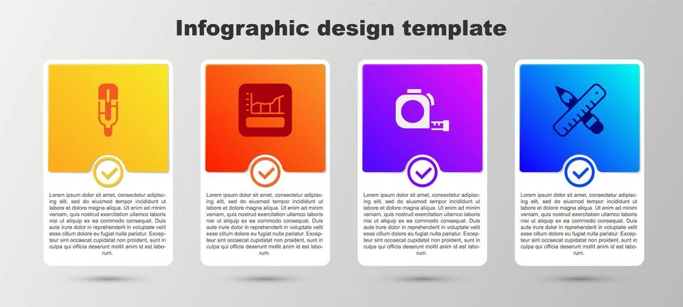 Set Medical thermometer, Graph, schedule, chart, diagram, Roulette construction Stock Illustration