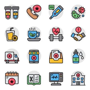 Set of Medical Tools Flat Icons Stock Illustration