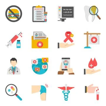 Set of Medical Tools Flat Icons Stock Illustration