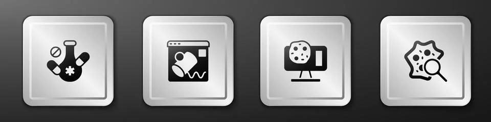 Set Medicine pill, Data visualisation, Genetic engineering and Microorganisms Illustrazione stock