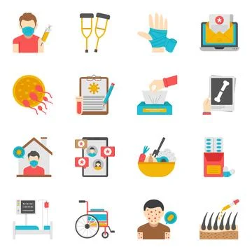 Set of Medicines Flat Icons Stock Illustration