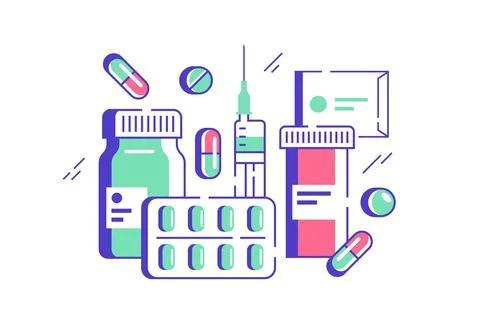 Set of medicines Illustrazione stock