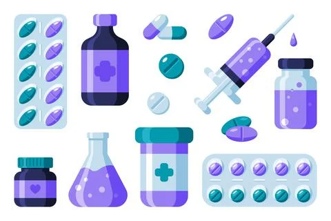 Set of medicines Stock Illustration