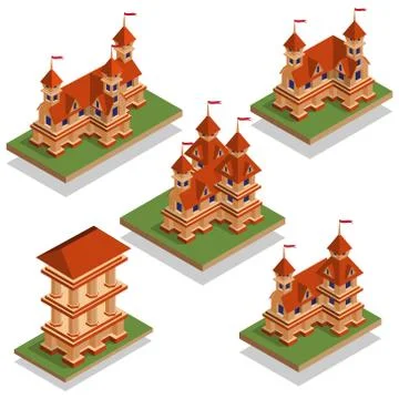 A set of medieval castles. Stock Illustration