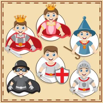 A set of medieval characters. Stock Illustration