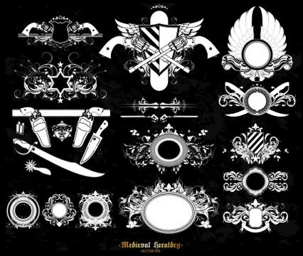 Set of medieval heraldry Stock Illustration