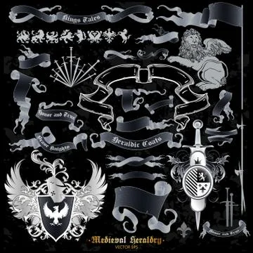 Set of medieval heraldry Stock Illustration