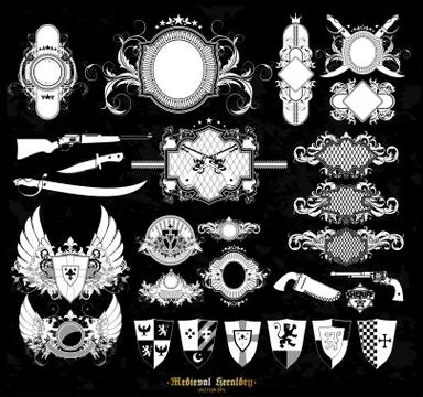 Set of medieval heraldry Stock Illustration