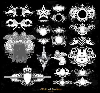 Set of medieval heraldry Illustrazione stock