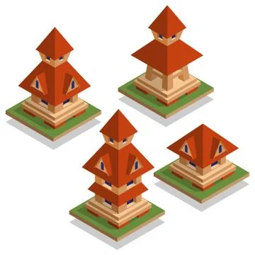 A set of medieval houses. Stock Illustration