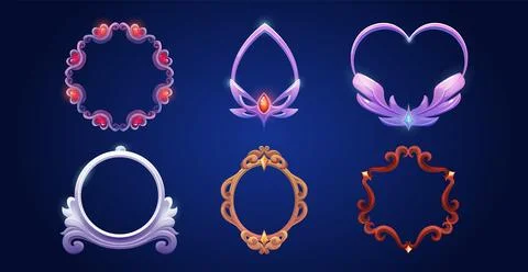 Set of medieval mirror frames Stock Illustration
