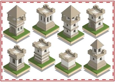 Set of medieval towers. Stock Illustration
