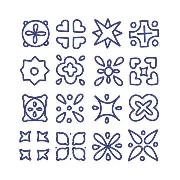 Set of Mediterranean Amalfi style simple decor elements. Citrus on ceramic tile Stock Illustration