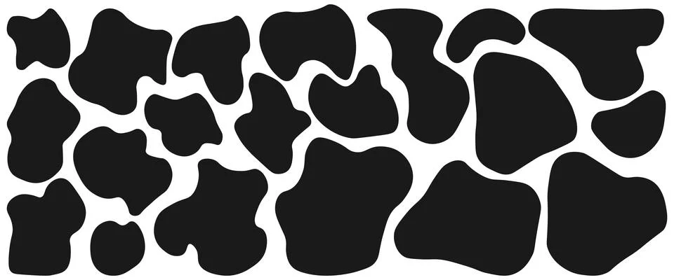 Set of medium abstract blob shapes in black, bold organic vector collection.. 스톡 일러스트