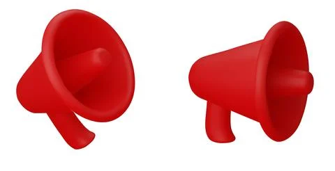 Set Megaphone 3d in 3d style. Cartoon illustration with megaphone 3d. 3d Stock Illustration