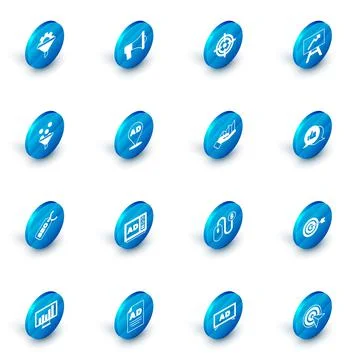 Set Megaphone, Target, Board with graph chart, Lead management, SEO optimization 스톡 일러스트