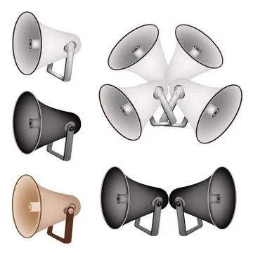A Set of Megaphone on White Background Stock Illustration