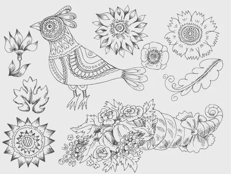 Set of Mehndi flower pattern for Henna drawing and tattoo. Stock Illustration