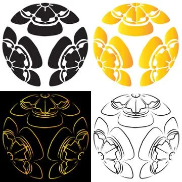 Set melon colors consisting of black and gold stylized image of a white and.. Stock Illustration