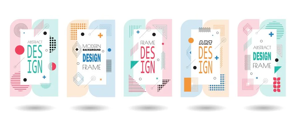 Set of memphis frame. Minimal lines and dots Stock Illustration