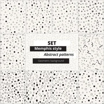 Set memphis monochrome Stock Illustration