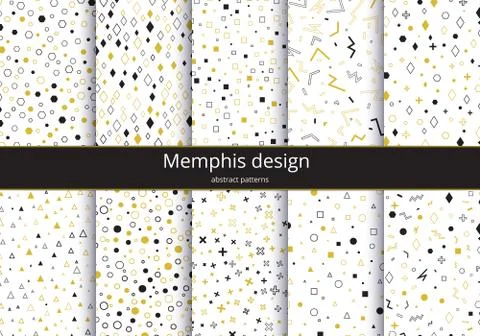 Set memphis monochrome Stock Illustration