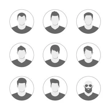Set of men avatar template. User icons collection. Symbol of people for websi Stock Illustration