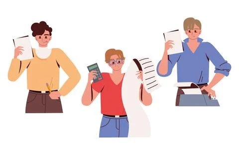 Set men multitask Stock Illustration