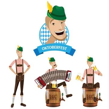 Set of men at Oktoberfest Stock Illustration