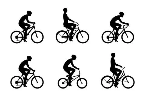 Set of Men riding bicycles Stock Illustration