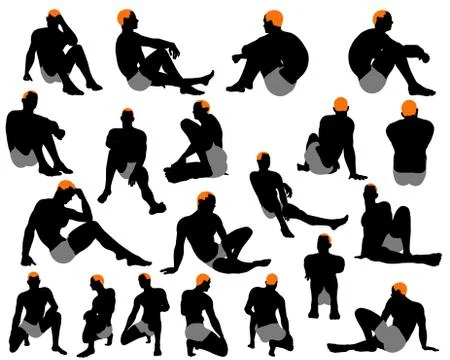 Set of men silhouette Stock Illustration