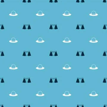 Set Men underpants and Man hat on seamless pattern. Vector 스톡 일러스트