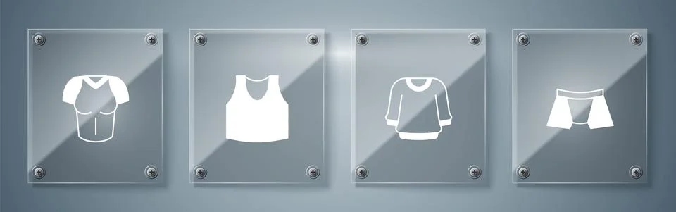 Set Men underpants, Sweater, Undershirt and T-shirt. Square glass panels. Vector Stock Illustration
