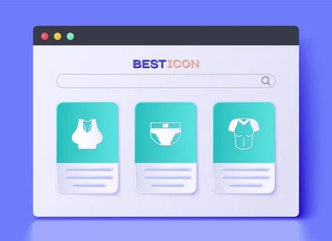 Set Men underpants, Undershirt and T-shirt icon. Vector Stock Illustration